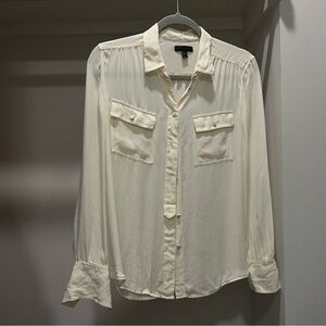 J. Crew Cream Button Down Shirt with Ruffled Cuffs